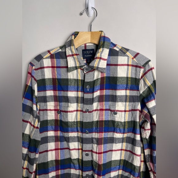 J.Crew Flannel Shirt Men's S Multicolored Cotton Plaid 2 Pocket Long Sleeve - Picture 3 of 9